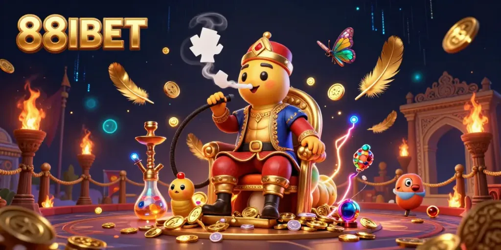 Experience action at 88IBET with vivid gaming symbols portrayed in a dynamic 3D illustration.